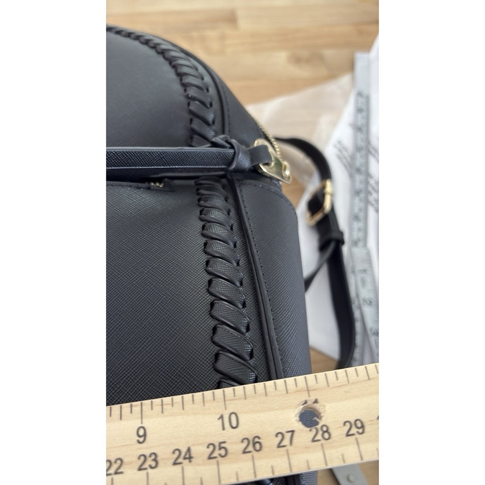 Calpak Kaya  Backpack‎ Black Vegan Leather Whipstitched Gold Trim Sleek Chic - Picture 9 of 11